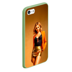 Чехол для iPhone 5/5S матовый Девушка в оранжевом пиджаке и золотой юбке - фото 2