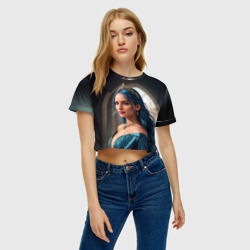 Женская футболка Crop-top 3D Девушка принцесса с синими волосами - фото 2