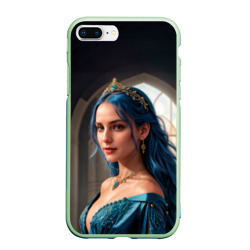 Чехол для iPhone 7Plus/8 Plus матовый Девушка принцесса с синими волосами