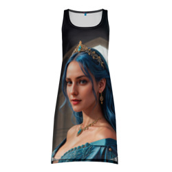 Платье-майка 3D Девушка принцесса с синими волосами