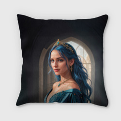Подушка 3D Девушка принцесса с синими волосами