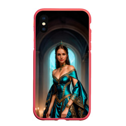 Чехол для iPhone XS Max матовый Девушка принцесса в бирюзовом платье с драгоценностями