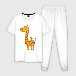 Мужская пижама хлопок Жираф и птичка