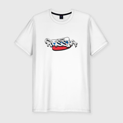 Мужская футболка хлопок Slim Russia flag
