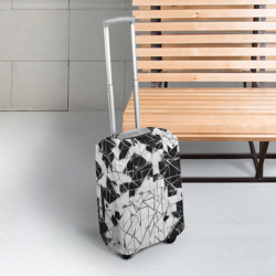 Чехол для чемодана 3D Ломаные линии чёрно белые - фото 2
