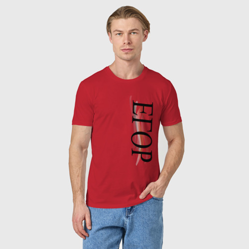 Мужская футболка хлопок Имя Егор, цвет красный - фото 3