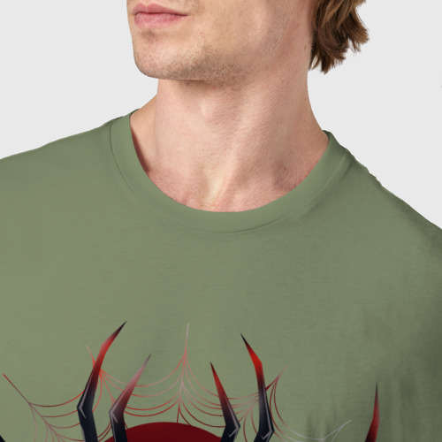 Мужская футболка хлопок Черный паук в паутине, цвет авокадо - фото 6