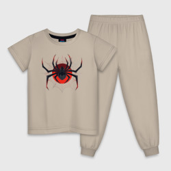 Детская пижама хлопок Черный паук в паутине