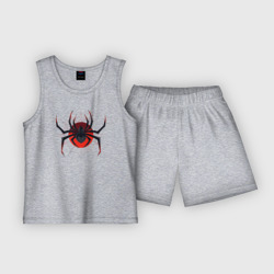 Детская пижама с шортами хлопок Черный паук в паутине