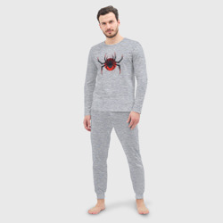 Мужская пижама с лонгсливом хлопок Черный паук в паутине - фото 2