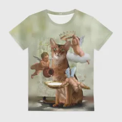 Женская футболка 3D Cats life - ангелы купидончики и абиссин