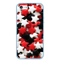 Чехол для iPhone 5/5S матовый Сладкие Звёзды чёрно-красные