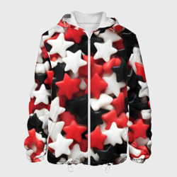 Мужская куртка 3D Сладкие Звёзды чёрно-красные