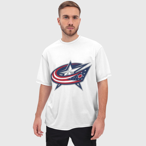 Мужская футболка oversize 3D Columbus blue jackets - Sergey Bobrovsky, цвет 3D печать - фото 3