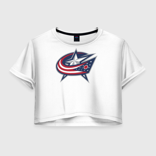 Женская футболка Crop-top 3D Columbus blue jackets - Sergey Bobrovsky, цвет 3D печать