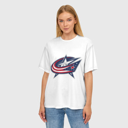 Женская футболка oversize 3D Columbus blue jackets - Sergey Bobrovsky - фото 2