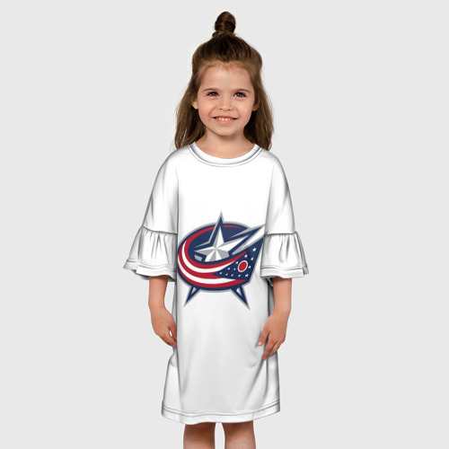 Детское платье 3D Columbus blue jackets - Sergey Bobrovsky, цвет 3D печать - фото 4