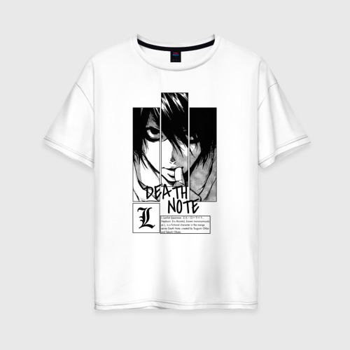 Женская футболка хлопок Oversize Death Note - L, цвет белый