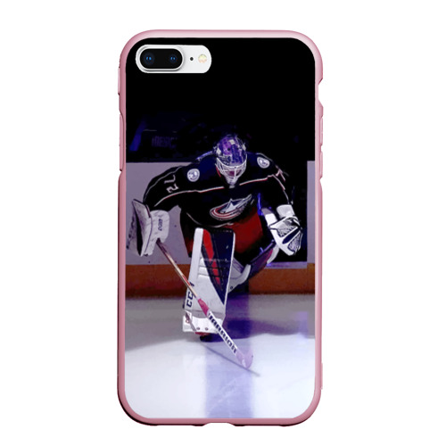 Чехол для iPhone 7Plus/8 Plus матовый Sergey Bobrovsky - goalkeeper - Columbus blue jackets, цвет розовый