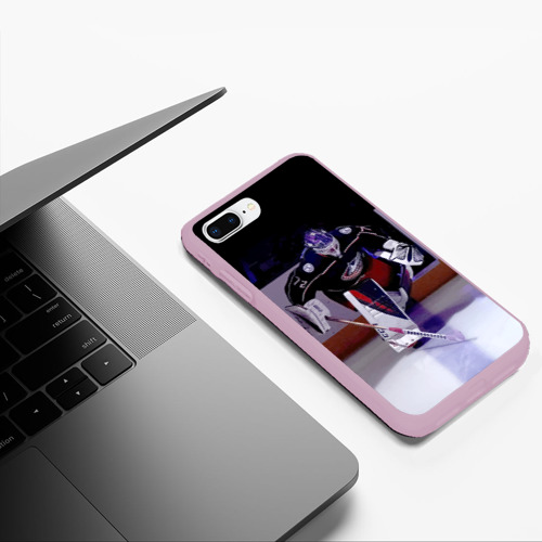 Чехол для iPhone 7Plus/8 Plus матовый Sergey Bobrovsky - goalkeeper - Columbus blue jackets, цвет розовый - фото 5