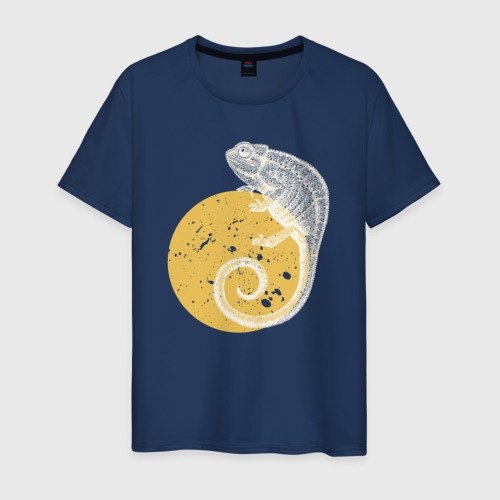 Мужская футболка из хлопка с принтом Лунный хамелеон, вид спереди №1