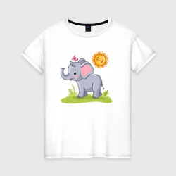 Женская футболка хлопок Солнечный слоненок