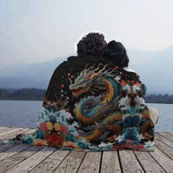 Плед 3D Дракон на волнах в японском стиле арт - фото 2