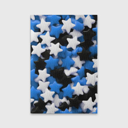 Обложка для паспорта матовая кожа Сладкие звёзды чёрно-синие