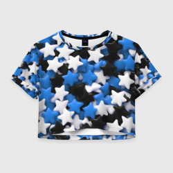 Женская футболка Crop-top 3D Сладкие звёзды чёрно-синие
