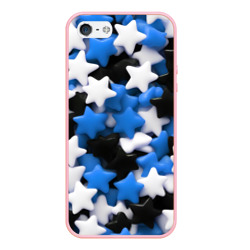 Чехол для iPhone 5/5S матовый Сладкие звёзды чёрно-синие