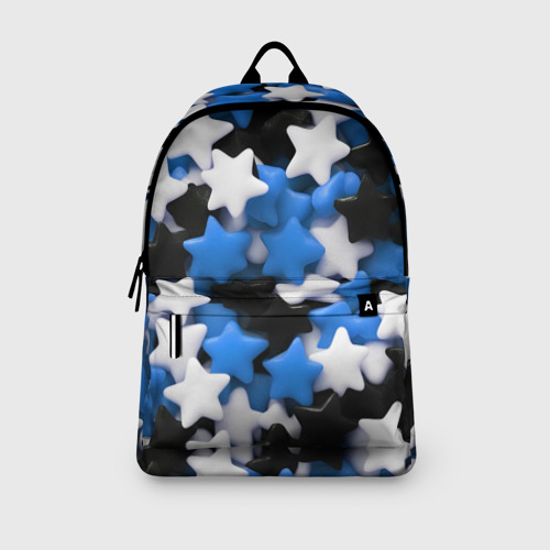 Рюкзак 3D с принтом Сладкие звёзды чёрно-синие, вид сбоку #3