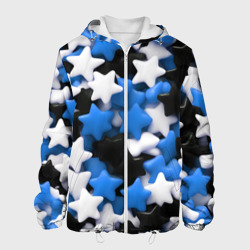 Мужская куртка 3D Сладкие звёзды чёрно-синие