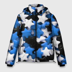 Мужская зимняя куртка 3D Сладкие звёзды чёрно-синие
