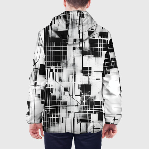 Мужская куртка 3D с принтом Кибер Сетка гранж, вид сзади #2