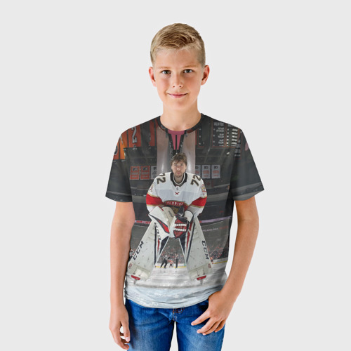 Детская футболка 3D Sergey Bobrovsky - Florida panthers - hockey, цвет 3D печать - фото 3