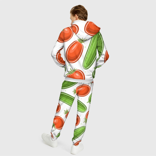 Мужской 3D костюм с принтом Помидоры и огурцы, вид сзади #2