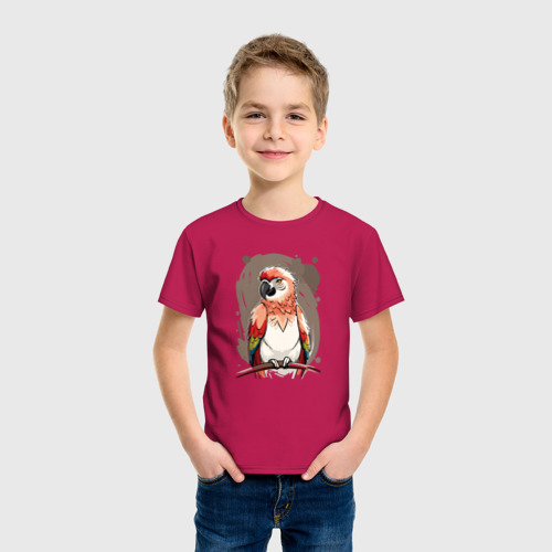 Детская футболка хлопок с принтом Попугай какаду, фото на моделе #1
