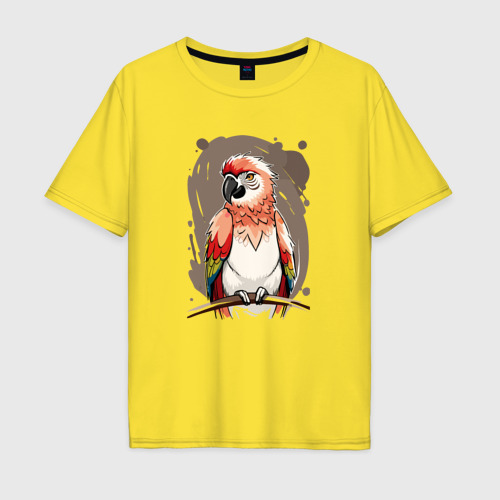 Мужская футболка хлопок Oversize с принтом Попугай какаду, вид спереди #2