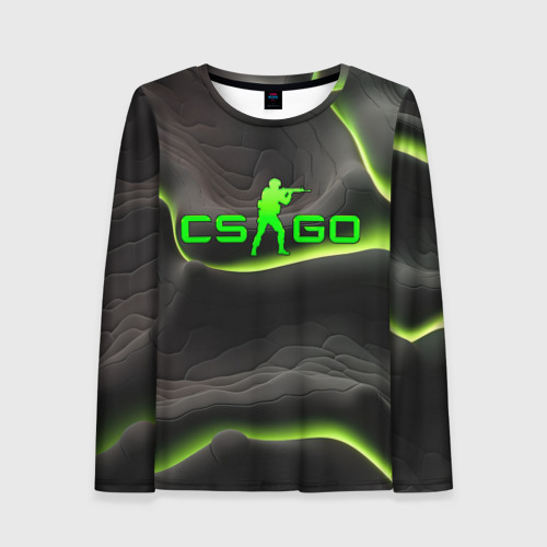 Женский лонгслив 3D CSGO green black  logo, цвет 3D печать