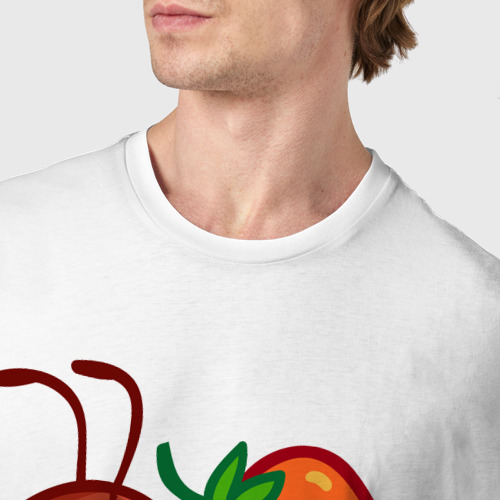 Мужская футболка хлопок Муравей с клубникой, цвет белый - фото 6