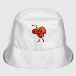 Детская панама хлопок Муравей с клубникой