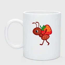 Кружка керамическая Муравей с клубникой