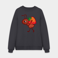 Мужской свитшот oversize без начеса хлопок Муравей с клубникой