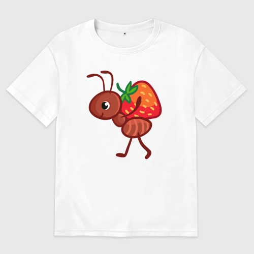 Мужская футболка хлопок Oversize Муравей с клубникой