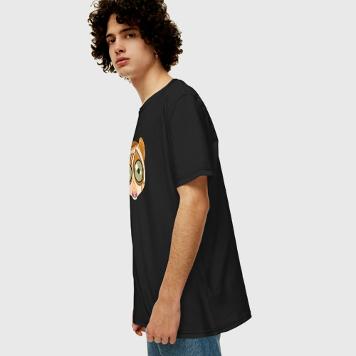 Мужская футболка хлопок Oversize с принтом Лемур, вид сбоку #3