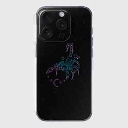 Чехол для iPhone 15 Pro Max силиконовый с защитой камеры Знак зодиака скорпион - космос