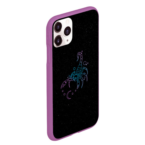 Чехол для iPhone 11 Pro Max матовый Знак зодиака скорпион - космос, цвет фиолетовый - фото 3