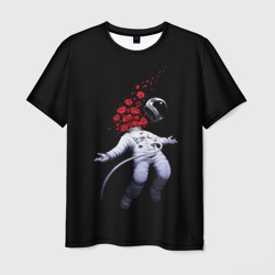 Мужская футболка 3D Скафандр и розы