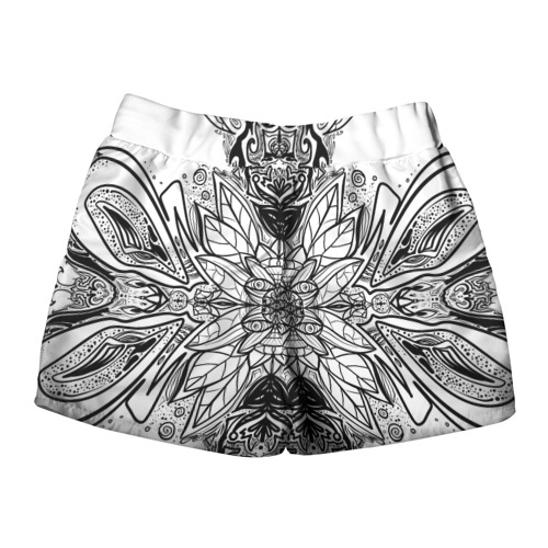 Женские шорты 3D с принтом Абстрактный узор сова, вид сзади #1