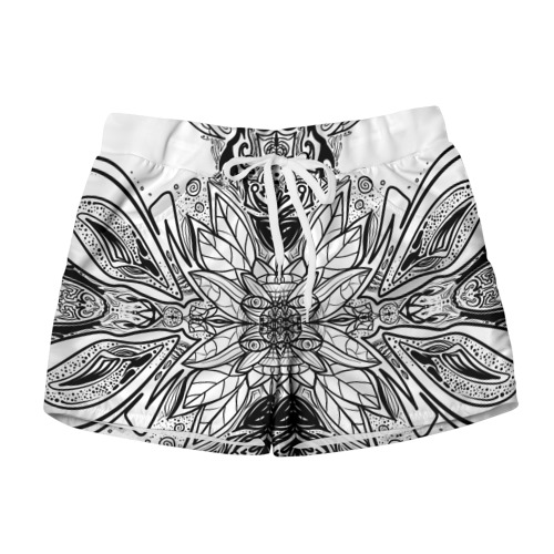 Женские шорты 3D с принтом Абстрактный узор сова, вид спереди #2